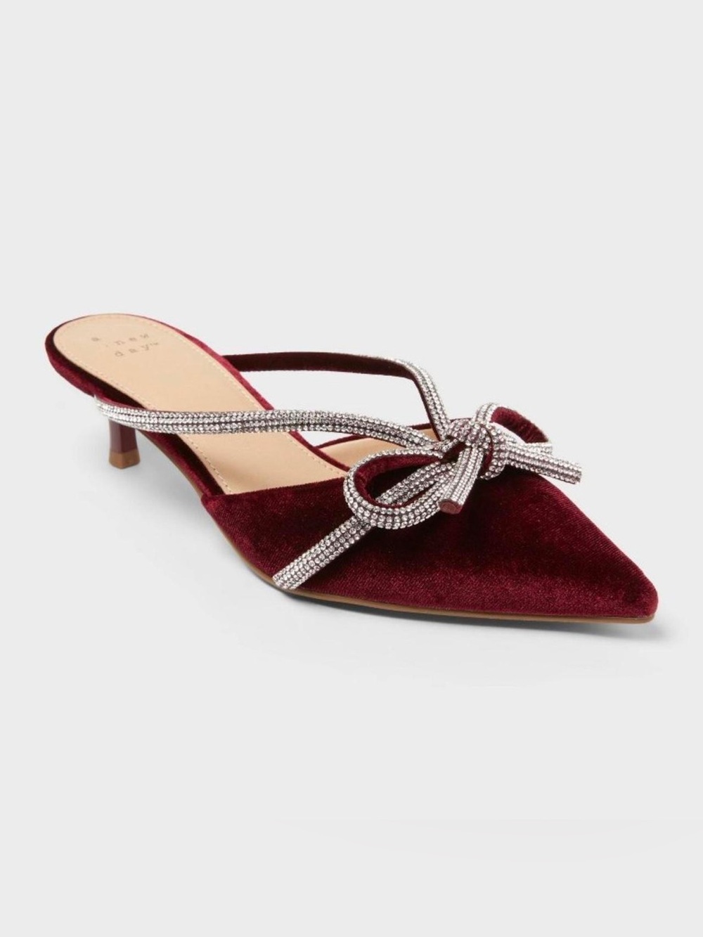 Women’s Gwen Rhinestone Bow Heels - A New Day Burgundy
